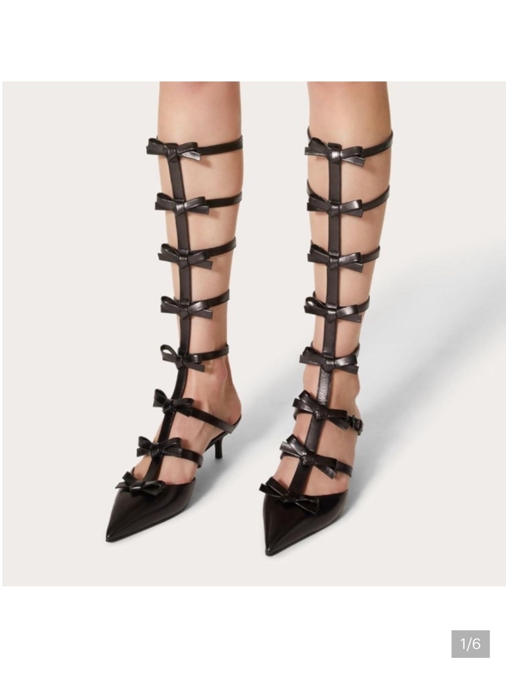 Valentino Garavani Black Multi-Strap Knee-High Pointed Toe Heels